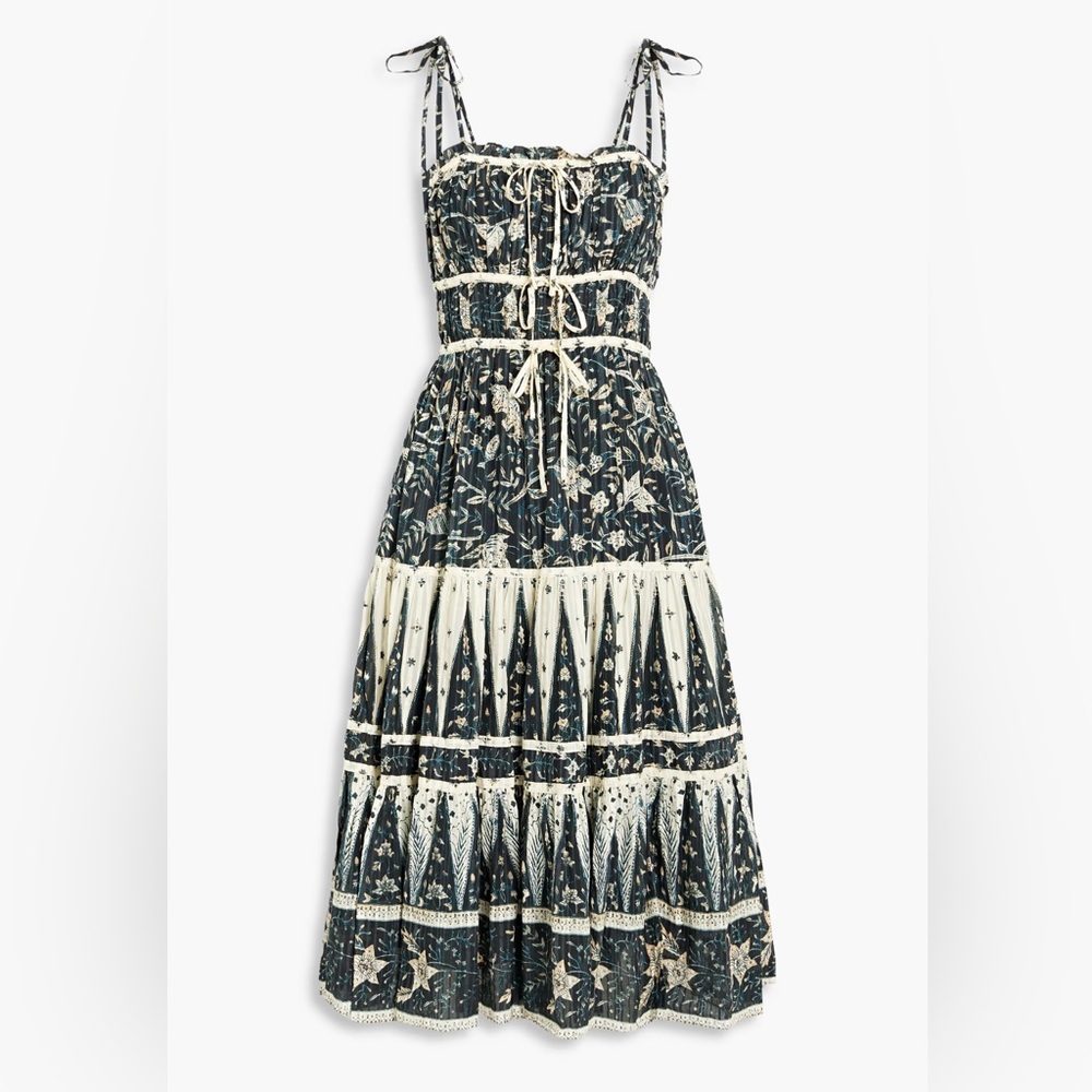 Ulla Johnson Blue and Cream Printed Midi Dress - Picture 4 of 8